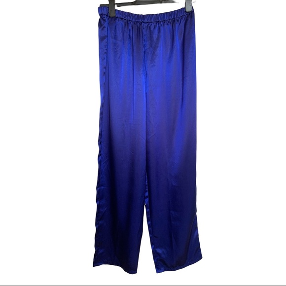 Vintage Satin Pyjamas Set Royal Blue Size Large - Picture 5 of 16